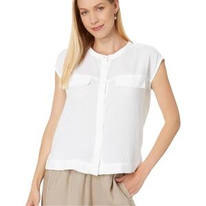 Splendid Kamryn Button Front Blouse Cap Sleeve Relaxed Fit White Small NWT